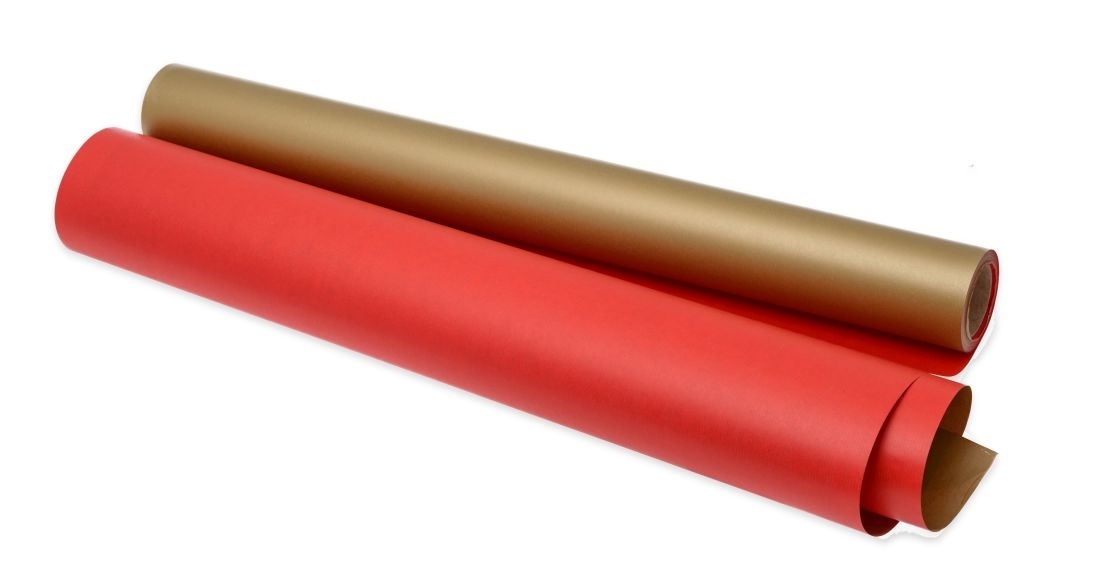 jednolity, czerwono-złoty, papier do pakowania prezentów świątecznych